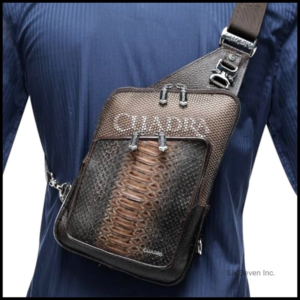 Genuine Python Leather Messenger Bag Adjustable S… - image 2